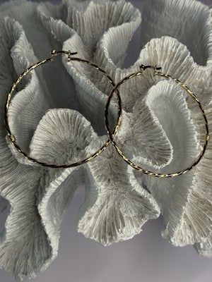 Large Hoop Gold Plated Earrings Length 2.40 Inch