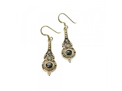 Vintage 925 Sterling Silver Black Onyx Earrings