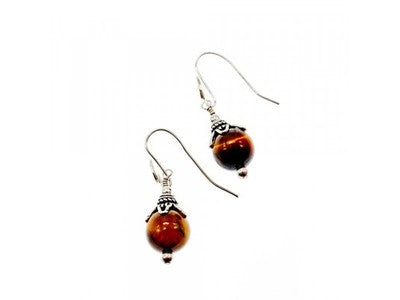 Vintage 925 Sterling Silver Agate Earrings
