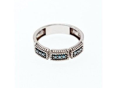 925 Sterling Silver Blue Spinel Ring Size 9