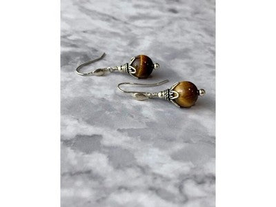 Vintage 925 Sterling Silver Agate Earrings