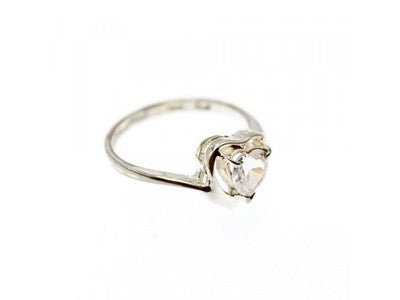 925 Sterling Silver White Topaz "Heart" Ring Size 6