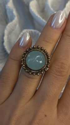 Vintage 925 Sterling Silver Sky Blue Chalcedony Ring Size 5.5