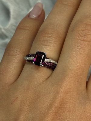 10K White Gold Spinel & Diamond Ring Size 6.5