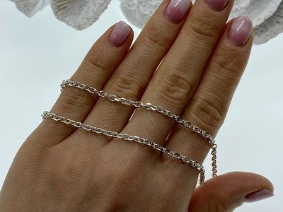 925 Sterling Silver Chain Necklace Italy 18.1 In
