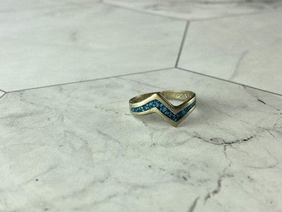 Vintage 925 Sterling Silver Malachite Mosaic Ring Size 6