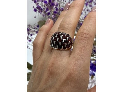 925 Sterling Silver Garnet Ring Size 8