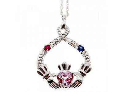 925 Sterling Silver Alexandrite, Rubellite & Sapphire Chain With Pendant