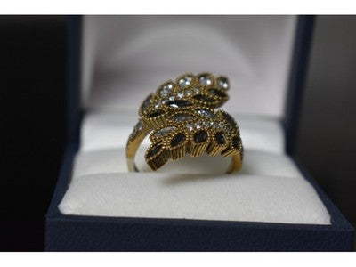 925 Sterling Silver with Gilding Alpanite & CZ Ring Size 9