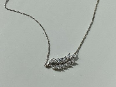 925 Sterling Silver CZ "Leaf" Necklace