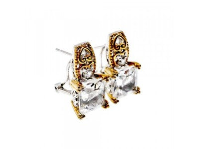 925 Sterling Silver Gold Plated White Tourmaline (Achroite) Earrings