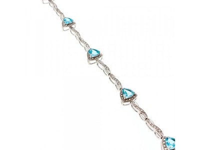 925 Sterling Silver Blue Topaz Bracelet Size 7 IN