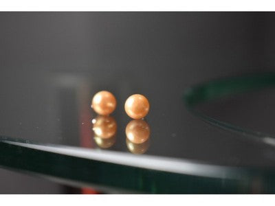 925 Sterling Silver Orange Pearls Stud Earrings