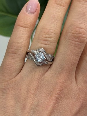 JWBR 925 Sterling Silver Topaz & Beryl Ring Size 7