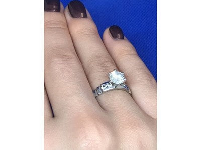 Engagement Ring with 10K white gold plated Size 6.5