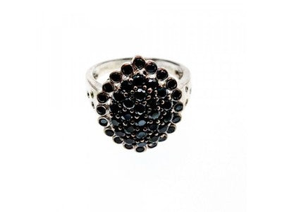 925 Sterling Silver Sapphires & CZ Ring Size 9