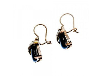 925 Sterling Silver Blue Onyx & CZ Earrings