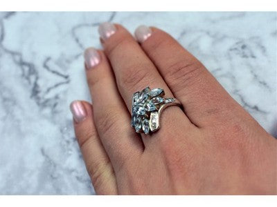 925 Sterling Silver Blue Spinel Ring Size 8