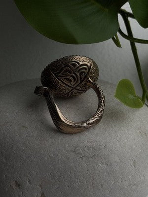 Vintage Nature Art 925 Sterling Silver Dragonfly Resin Ring Size 6.5