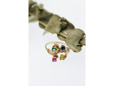 14K Yellow Gold Multicolor Spinel Ring Size 7