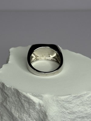 925 Sterling Silver Black Enamel & CZ Men'S Ring Size 11