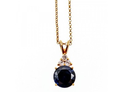 925 Sterling Silver Gold Plated Spinel & CZ Chain With Pendant