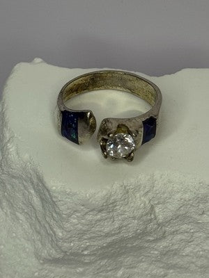 Vintage 925 Sterling Silver Beryl & Opal Ring Size 7