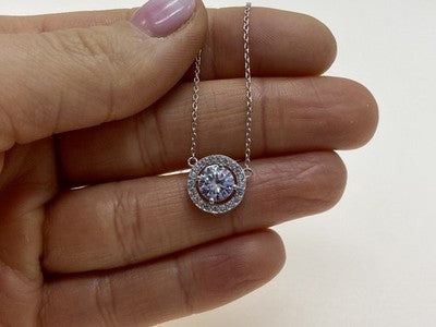925 Sterling Silver CZ Pendant Necklace