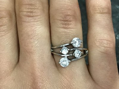 925 Sterling Silver White/Colorless CZ Ring Size 6.5