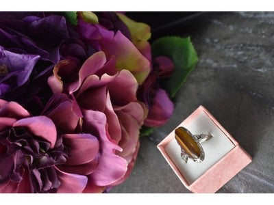 925 Sterling Silver Tiger'S Eye Ring Size 8