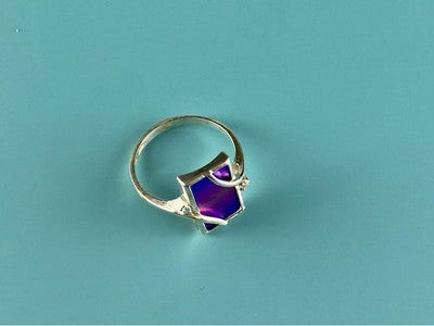 925 Sterling Silver Anodized Titanium & Quartz Ring Size 10.25