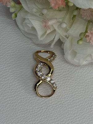 925 Sterling Silver Gold Plated CZ Pendant Length 1.20 Inch
