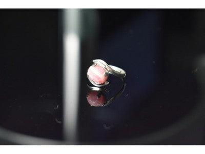925 Sterling Silver Pink Agate Ring Size 6.5