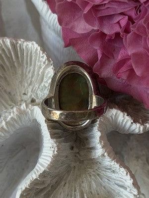 Vintage 925 Sterling Silver Abalone & Marcasite Ring Size 9