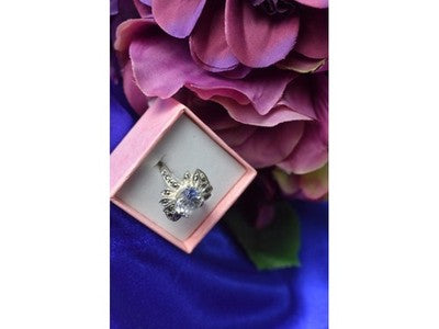 925 Sterling Silver CZ & Marcasites Ring Size 6.5