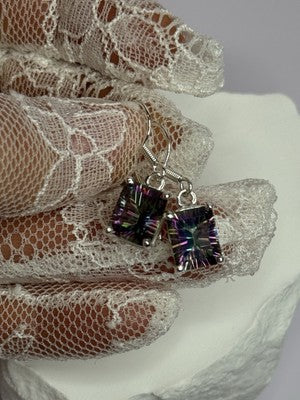 925 Sterling Silver Alexandrite Elegant Earrings Length 1.2 Inch