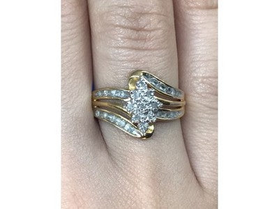 925 Sterling Silver Gold Plated CZ Ring Size 7
