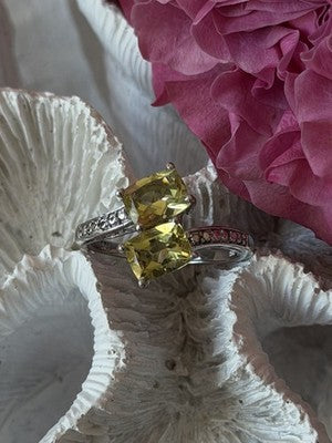 925 Sterling Silver Citrine Ring Size 10