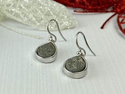 925 Sterling Silver Pyrite "Drops" Earrings