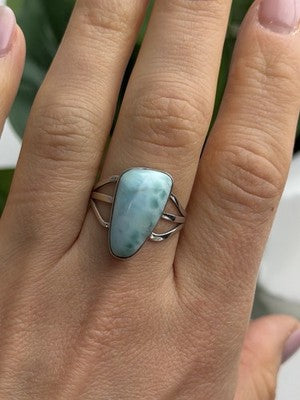 925 Sterling Silver Larimar Ring Size 8.5