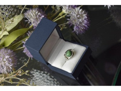925 Sterling Silver Green Turquoise Ring Size 7.5 Mexico