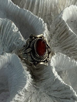 Vintage 925 Sterling Silver Agate Ring Size 6