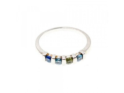 925 Sterling Silver Topaz, Peridot & Spinel Ring Size 9