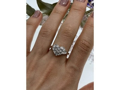 925 Sterling Silver Sapphires "Heart" Ring Size 9