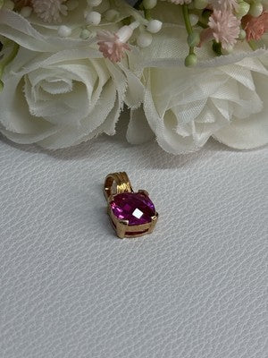 925 Sterling Silver Gold Plated Pink Spinel Pendant Length 0.70 Inch