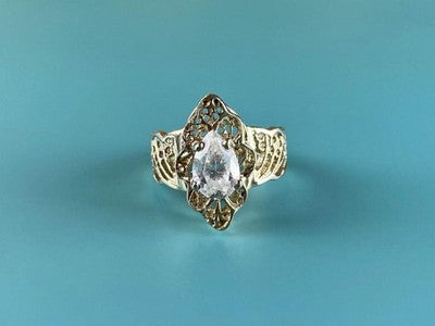 925 Sterling Silver White CZ Openwork Ring Size 6.5