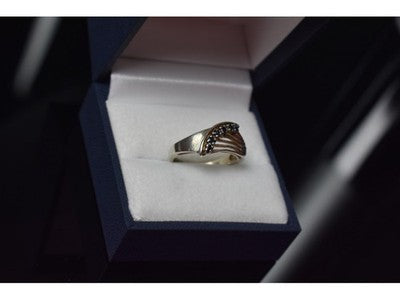 925 Sterling Silver Sapphires Ring Size 6.5