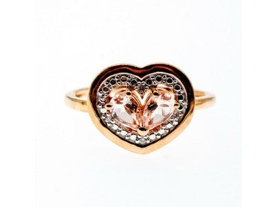 925 Sterling Silver Gold Plated Morganite Ring Size 10