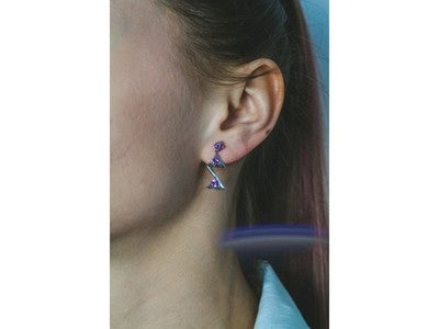 925 Sterling Silver Tourmaline Earrings Italy