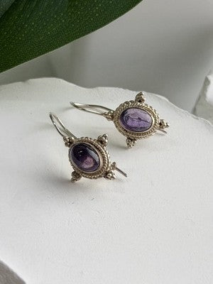Vintage 925 Sterling Silver Amethyst Earrings
